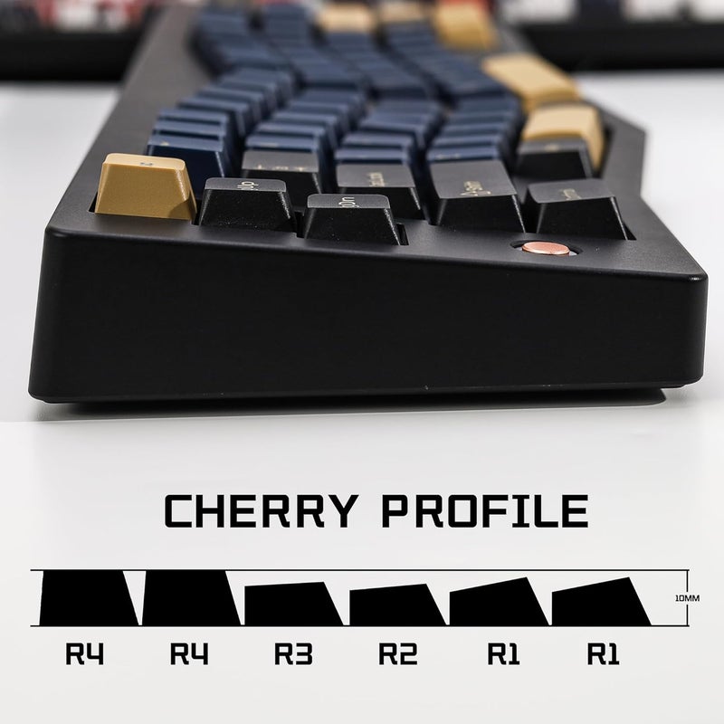 KBDiy Blue Samurai PBT Double Shot Custom Keycap Set,174 Keys Retro Gaming Key Caps Cherry Profile Keycaps for 61/64/68/84/87/100/104/108 Mechanical Keyboard - Image 3